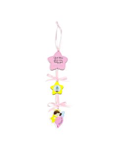 God Bless Baby Girl Plaque - Pink