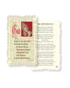 Difference with Serenity Prayer Holy Card
