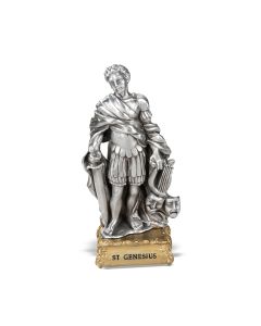 4 1/2" Pewter Saint Genesius Statue, Gift Boxed-P65
