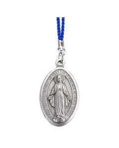 Miraculous Medal on a Blue Cord
