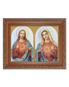 8.25" x 10.25" Ornate Wood Frame with a 6" x 8" The Sacred Hearts Print
