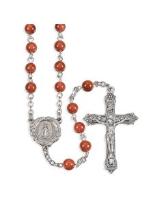 6mm Genuine Gold Sand Stone Bead Rosary, Boxed