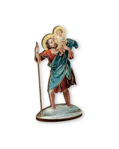 6" Saint Christopher Laser Cut Wood Statue with Biography
