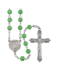 6mm Genuine Adventurine Stone Bead Rosary, Boxed