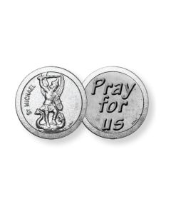 Saint Michael with Pray for Us Pocket Coin  (Sold in Inc. of 10)