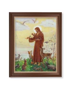 13 1/2" x 16 9/16" Walnut Finished Frame with 11" x 14" Saint Francis Textured Art