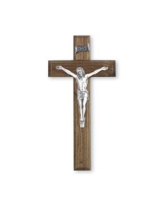 10" Walnut Wood Cross with Fine Pewter Corpus