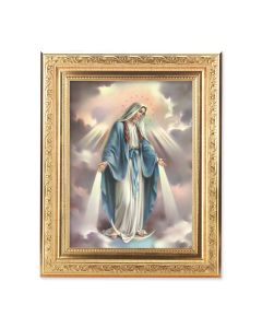 8 1/4" x 10 1/4" Gold Ornate Frame with a 6" x 8" Our Lady of Grace Print