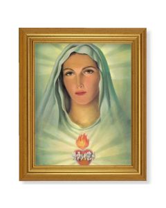 10" x 12" Gold Leaf Finish Beveled Frame with 8" x 10" Immaculate Heart of Mary Textured Art