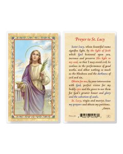 Prayer to St. Lucy Laminated Holy Card. Inc. of 25