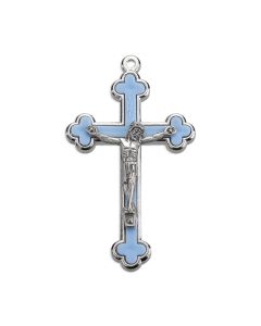 2 3/4" Cloverleaf Crucifix with Blue Inlay