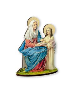 6" Saint Anne Laser Cut Wood Statue with Biography