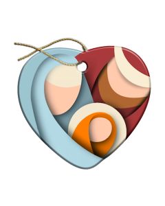 3" x 3" Heart Shaped Resin Holy Family Ornament