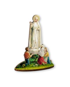 6" Our Lady of Fatima Laser Cut Wood Statue with Biography
