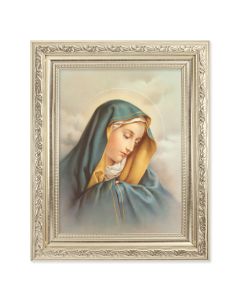 8.25" x 10.25" Silver Ornate Frame with a 6" x 8" Our Lady of Sorrows Print