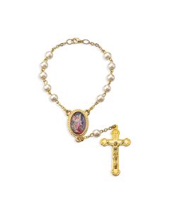 6mm Guardian Angel Pearl Bead Auto Rosary