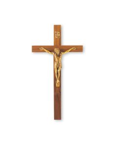 9" Walnut Cross with Museum Gold Finish Corpus