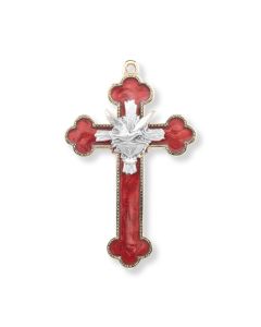 3 1/2" Red Epoxied Cross with Holy Spirit and a Chalice