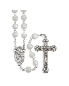 White Cat's Eye Glass Bead Rosary