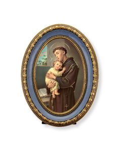 5 1/2" x 7 1/2" Oval Gold-Leaf Frame with a Saint Anthony Print-P65
