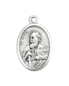 1" Oval Antiqued Silver Oxidized Saint Paul the Apostle Medal