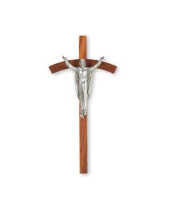 8" Walnut Cross with an Antiqued Silver Finish Cipolletti Risen Christ Corpus.