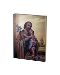 Saint Joseph Textured Wood Plaque