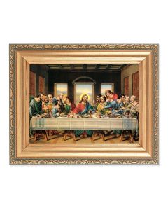 5.5" x 7" Antique Gold Frame with a Zabateri: Last Supper Print