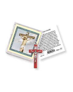 Crucifixion Pocket Piece with a Holy Card in a Clear Pouch-P65