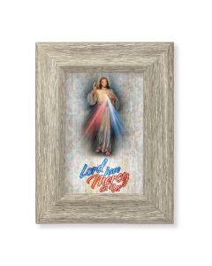 6 1/2" x 8 1/2" Grey Weathered Frame with Divine Mercy Artwork on Wood Plaque