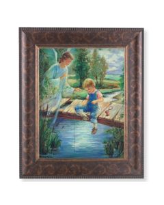 11 1/4" x 13 1/4" Art Deco Frame with an 8" x 10" Guardian Angel with Boy Print