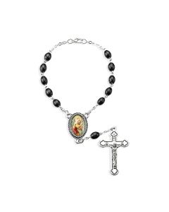 6mm St. Christopher Black Wood Bead Auto Rosary