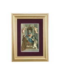 5 1/4" x 6 3/4" Gold Leaf Frame-Burgundy Matte with a 2 1/2" x 3 3/4" Madonna Print