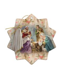 3" x 4" Fine Art Wooden Nativity Christmas Ornament