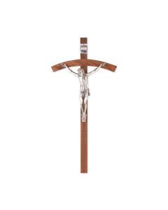 10" Walnut Wood Cross with Fine Pewter Papal Corpus