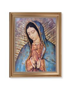 13 1/2" x 16 9/16" Gold Leaf Antique Finished Frame with 11" x 14"  Our Lady of Guadalupe Textured Art