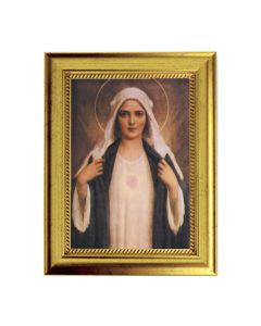 6 3/4" X 8 3/4" Gold Leaf Finish Frame with 5" X 7" Chambers: Immaculate Heart of Mary Textured Art