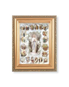 5.5" x 7" Antique Gold Frame with a Mysteries of the Rosary Print