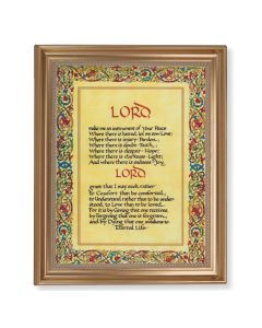 13 1/2" x 16 9/16" Gold Leaf Antique Finished Frame with 11" x 14"  The Peace Prayer Textured Art