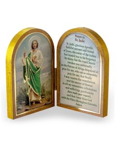 St. Jude Standing Natural Wood Diptych