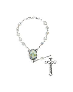6mm Our Lady of the Highway Crystal Bead Auto Rosary