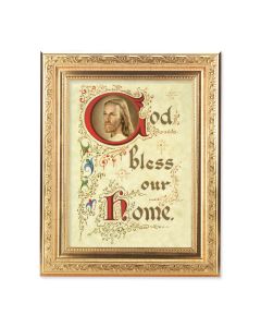 8 1/4" x 10 1/4" Gold Ornate Frame with a 6" x 8" House Blessing Print