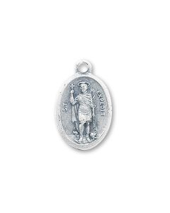 1" Oval Oxidized Saint Expedite Medal in Spanish (Sold in Inc. of 25)