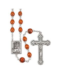 Natural Palissander Wood Bead Rosary, Boxed