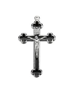 2 1/2" Silver Finished Cursillo Crucifix with Black Epoxy