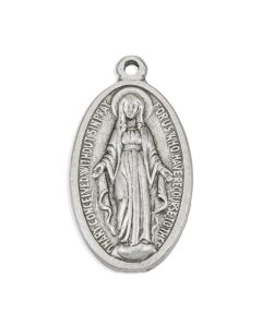 1 3/8" Miraculous Medal in Antiqued Silver Finish