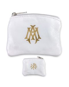 White Sheepskin Rosary Pouch