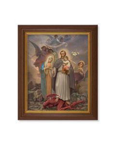 10 1/2" x 12 1/2" Walnut Finish Beveled Frame with 8" x 10" St. Joseph "Terror of Demons" Textured Art