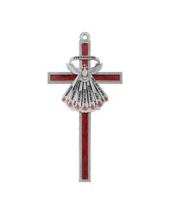 5" Pewter Crucifix with Red Epoxy and Seven Gifts of the Spirit