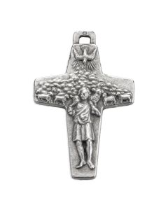 1 3/4" Pastoral Pope Francis Silver Oxidized Cross